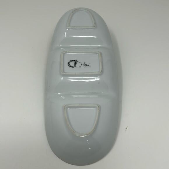 Vintage Legardo Tackett for Schmid  Blue 3 Section Divided Porcelain Relish Dish - Picture 13 of 13